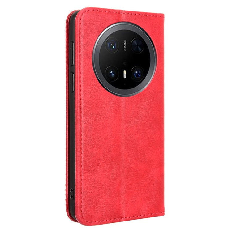 For Huawei Mate 70 Pro+ / 70 Pro Leather Case Wallet Stand Retro Texture Phone Cover - Red