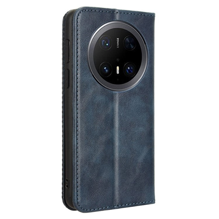 For Huawei Mate 70 Pro+ / 70 Pro Leather Case Wallet Stand Retro Texture Phone Cover - Blue