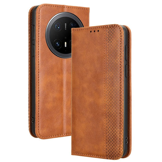 For Huawei Mate 70 Pro+ / 70 Pro Leather Case Wallet Stand Retro Texture Phone Cover - Brown