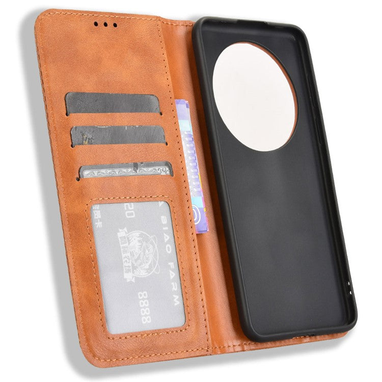 For Huawei Mate 70 Pro+ / 70 Pro Leather Case Wallet Stand Retro Texture Phone Cover - Brown