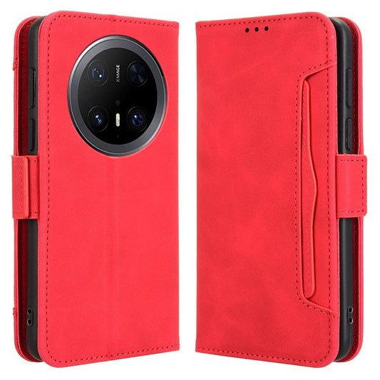 For Huawei Mate 70 Pro+ / 70 Pro Leather Case Phone Wallet Cover with Multiple Card Slots - Red