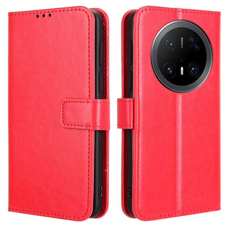For Huawei Mate 70 Pro+ / 70 Pro Case Crazy Horse Texture PU Leather Phone Wallet Cover - Red