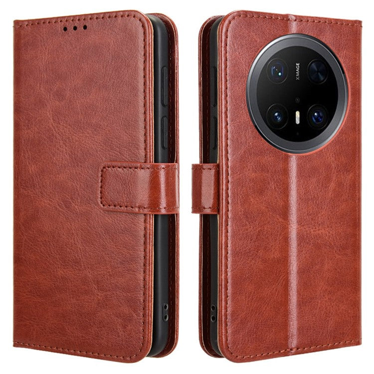 For Huawei Mate 70 Pro+ / 70 Pro Case Crazy Horse Texture PU Leather Phone Wallet Cover - Brown