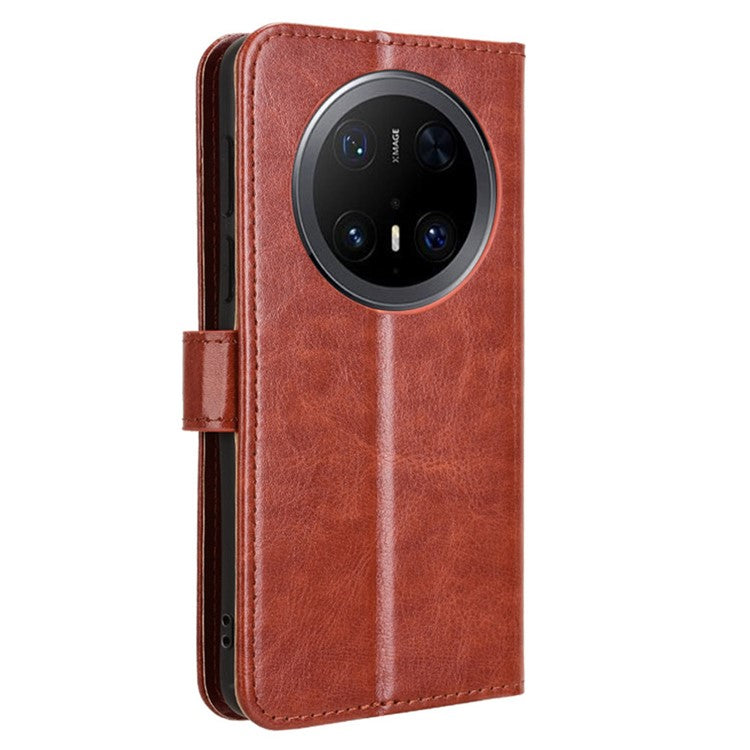 For Huawei Mate 70 Pro+ / 70 Pro Case Crazy Horse Texture PU Leather Phone Wallet Cover - Brown