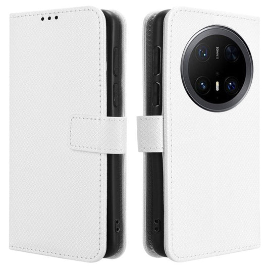 For Huawei Mate 70 Pro+ / 70 Pro Case PU Leather Diamond Texture Wallet Phone Cover - White