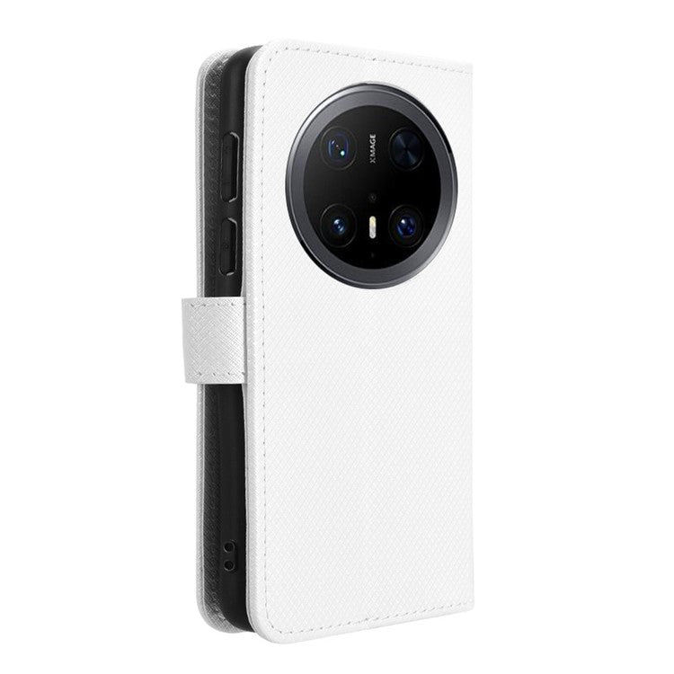 For Huawei Mate 70 Pro+ / 70 Pro Case PU Leather Diamond Texture Wallet Phone Cover - White