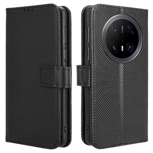 For Huawei Mate 70 Pro+ / 70 Pro Case PU Leather Diamond Texture Wallet Phone Cover - Black