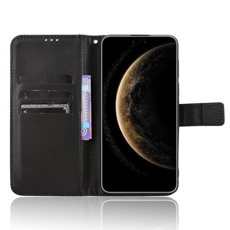 For Huawei Mate 70 Pro+ / 70 Pro Case PU Leather Diamond Texture Wallet Phone Cover - Black