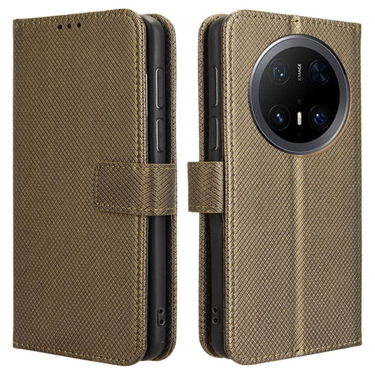 For Huawei Mate 70 Pro+ / 70 Pro Case PU Leather Diamond Texture Wallet Phone Cover - Brown