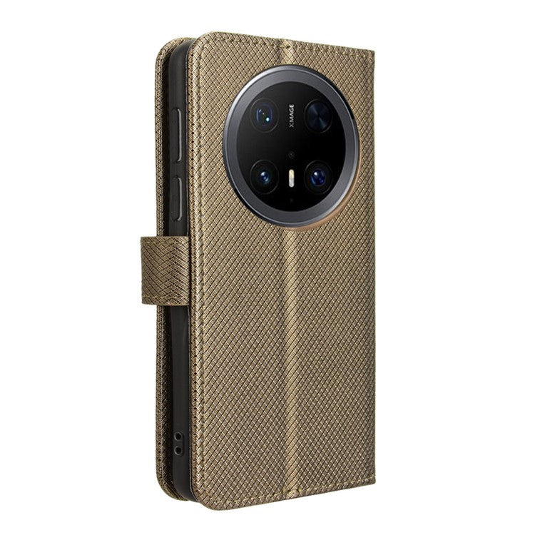 For Huawei Mate 70 Pro+ / 70 Pro Case PU Leather Diamond Texture Wallet Phone Cover - Brown