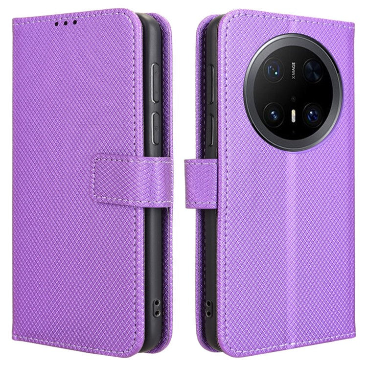 For Huawei Mate 70 Pro+ / 70 Pro Case PU Leather Diamond Texture Wallet Phone Cover - Purple