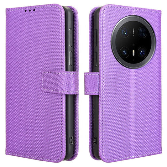 For Huawei Mate 70 Pro+ / 70 Pro Case PU Leather Diamond Texture Wallet Phone Cover - Purple