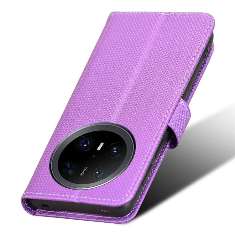 For Huawei Mate 70 Pro+ / 70 Pro Case PU Leather Diamond Texture Wallet Phone Cover - Purple