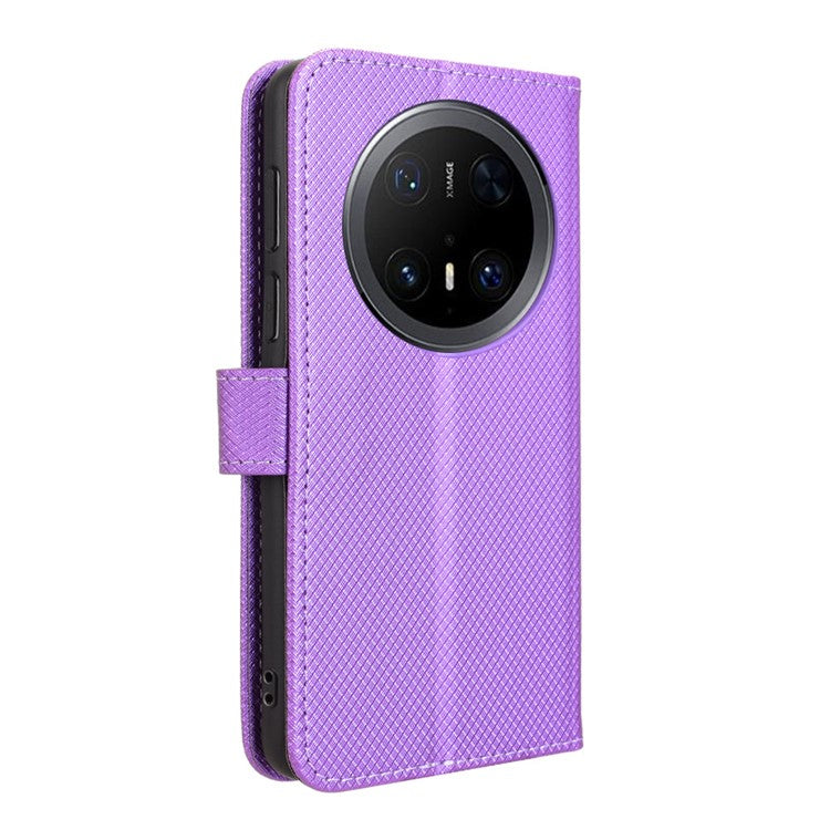 For Huawei Mate 70 Pro+ / 70 Pro Case PU Leather Diamond Texture Wallet Phone Cover - Purple