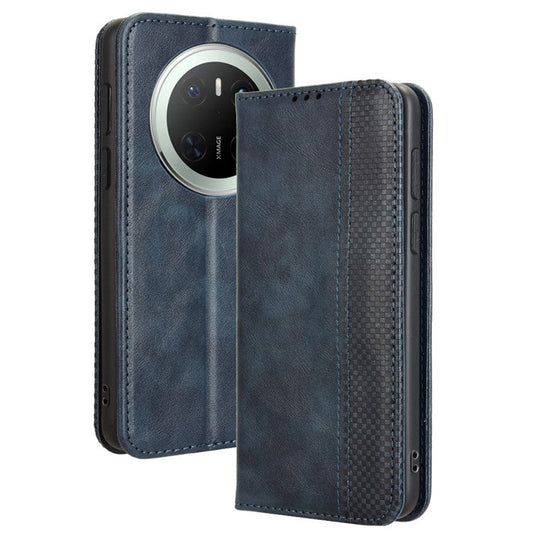 For Huawei Mate 70 Leather Case Wallet Stand Retro Texture Phone Cover - Blue