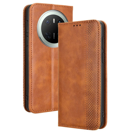 For Huawei Mate 70 Leather Case Wallet Stand Retro Texture Phone Cover - Brown