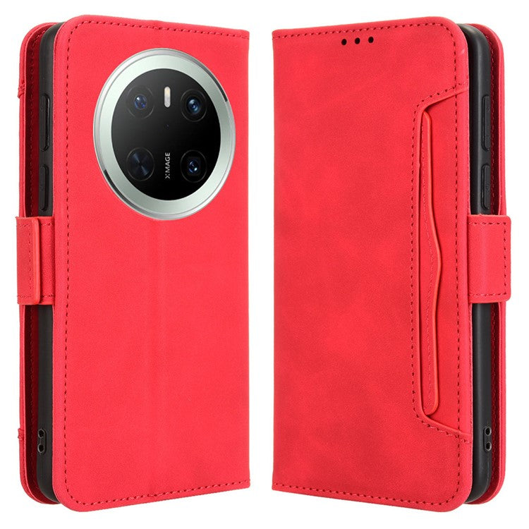 For Huawei Mate 70 Leather Case Phone Wallet Cover with Multiple Card Slots - Red