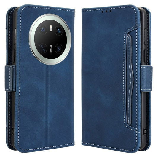 For Huawei Mate 70 Leather Case Phone Wallet Cover with Multiple Card Slots - Blue