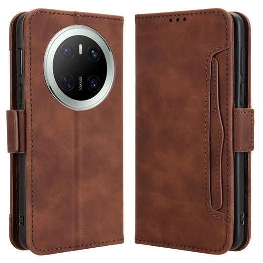 For Huawei Mate 70 Leather Case Phone Wallet Cover with Multiple Card Slots - Brown