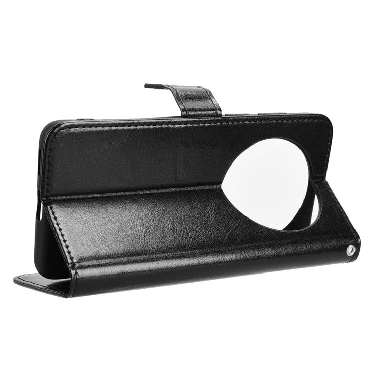 For Huawei Mate 70 Case Crazy Horse Texture PU Leather Phone Wallet Cover - Black