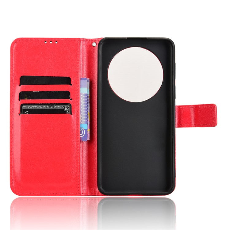 For Huawei Mate 70 Case Crazy Horse Texture PU Leather Phone Wallet Cover - Red