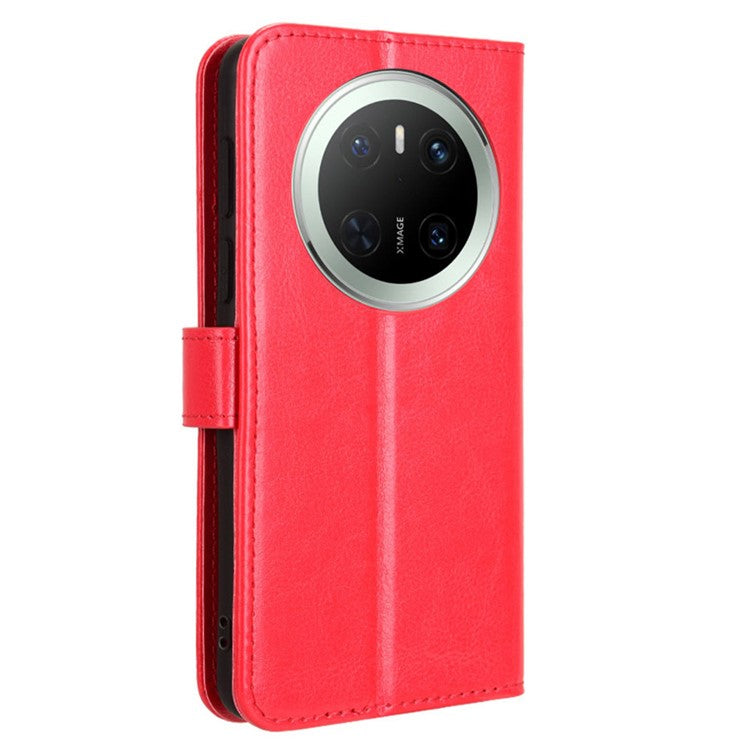 For Huawei Mate 70 Case Crazy Horse Texture PU Leather Phone Wallet Cover - Red