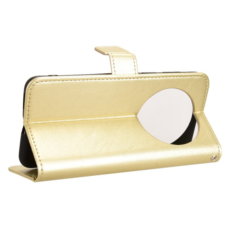 For Huawei Mate 70 Case Crazy Horse Texture PU Leather Phone Wallet Cover - Gold