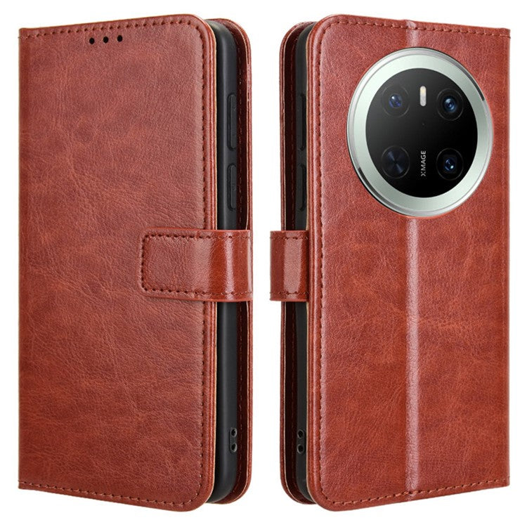 For Huawei Mate 70 Case Crazy Horse Texture PU Leather Phone Wallet Cover - Brown