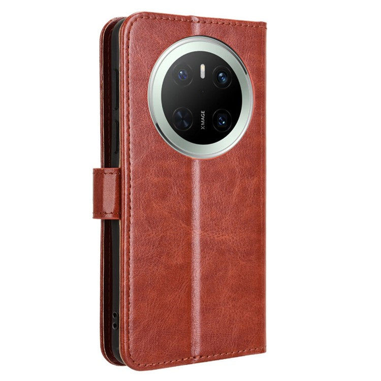 For Huawei Mate 70 Case Crazy Horse Texture PU Leather Phone Wallet Cover - Brown