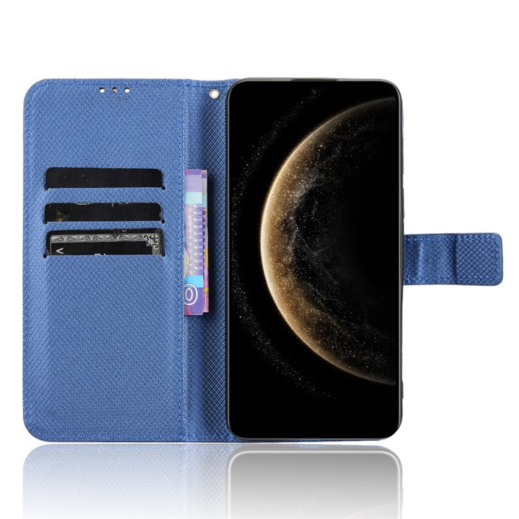 For Huawei Mate 70 Case PU Leather Diamond Texture Wallet Phone Cover - Blue