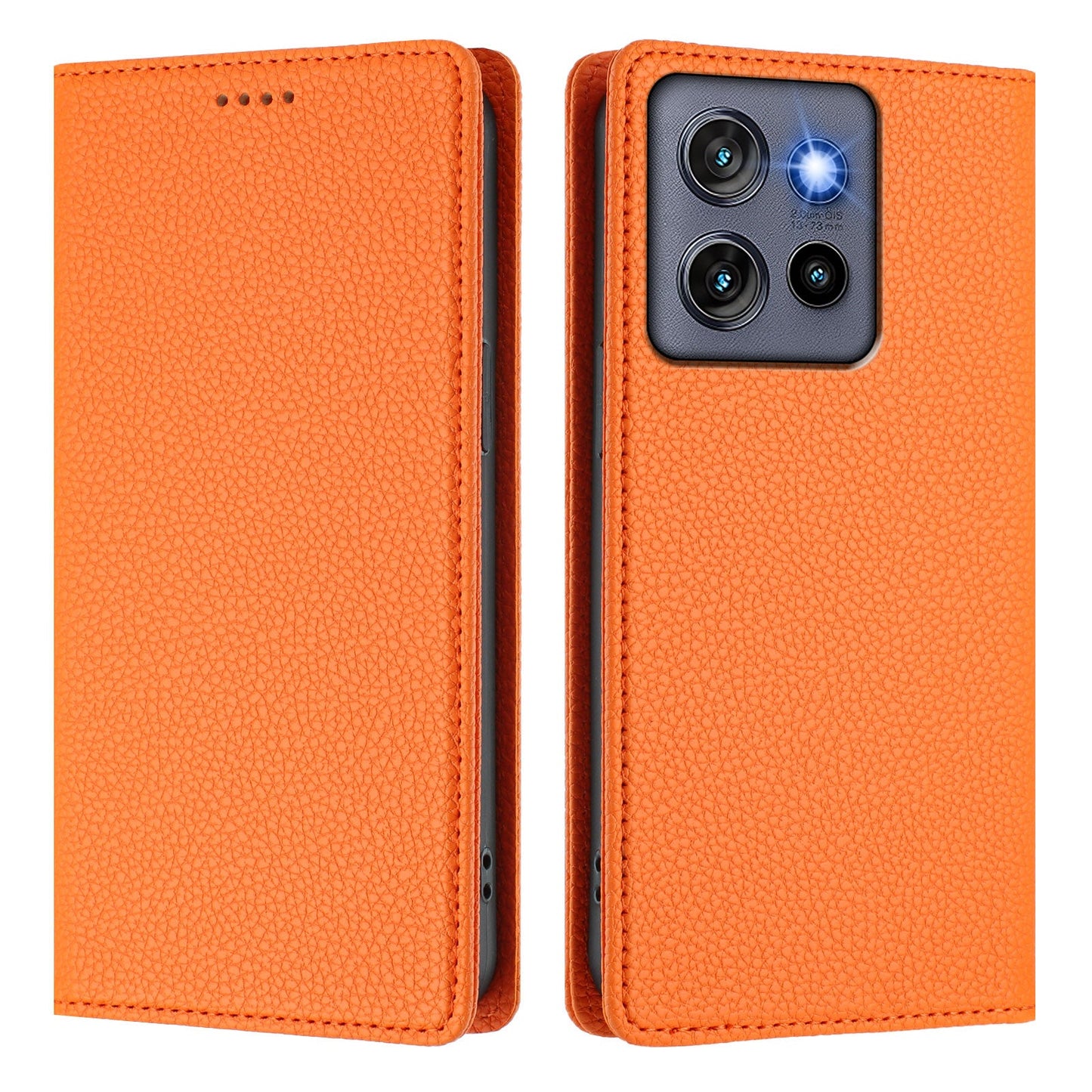 For Motorola Edge 50 Neo 5G Wallet Case RFID Blocking Litchi Texture Leather Mobile Cover - Orange