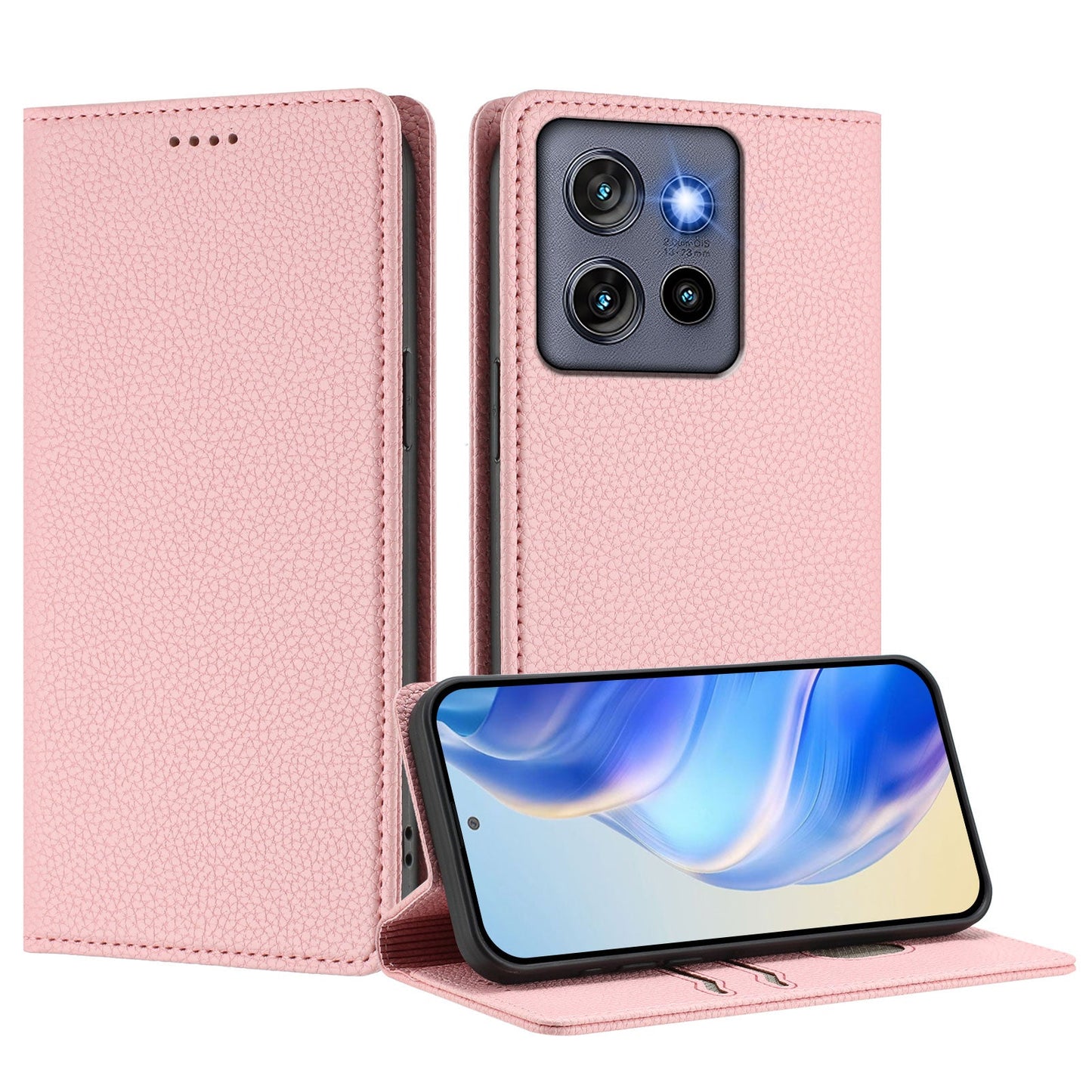 For Motorola Edge 50 Neo 5G Wallet Case RFID Blocking Litchi Texture Leather Mobile Cover - Pink