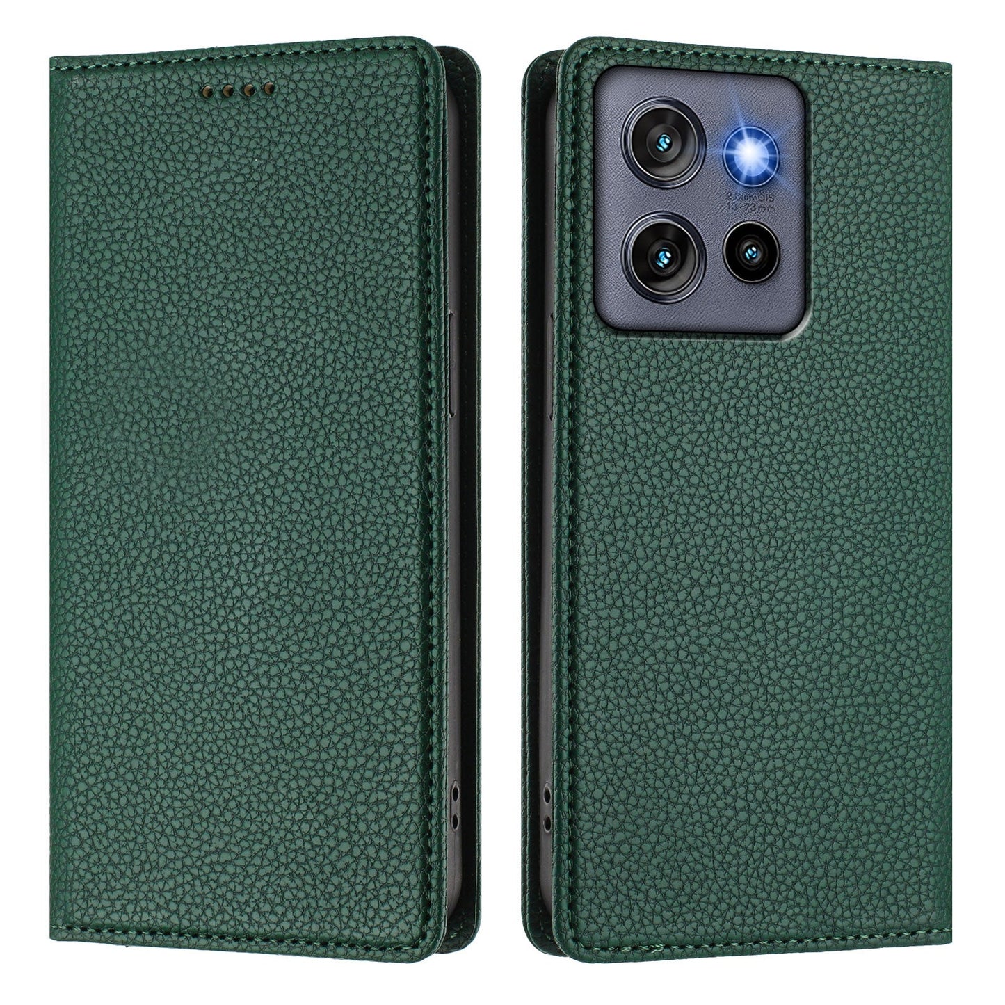 For Motorola Edge 50 Neo 5G Wallet Case RFID Blocking Litchi Texture Leather Mobile Cover - Dark Green