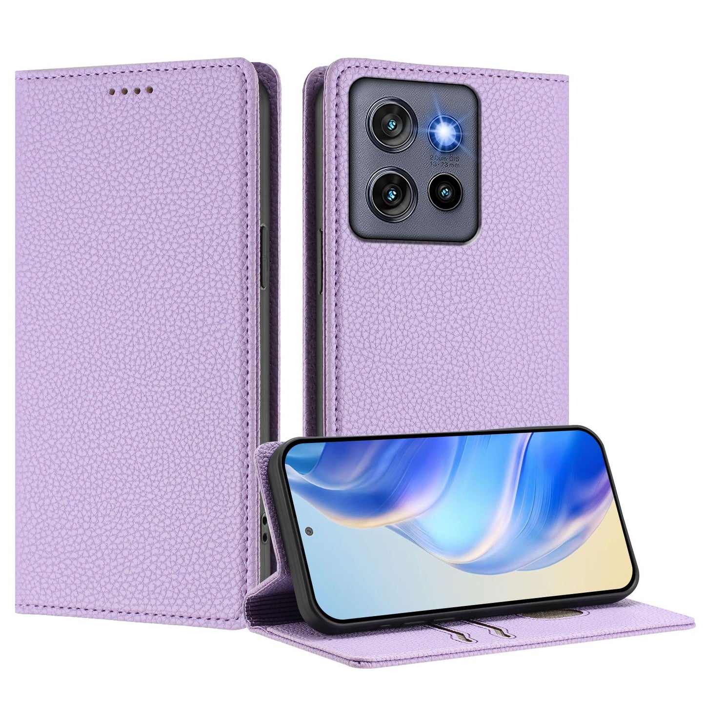 For Motorola Edge 50 Neo 5G Wallet Case RFID Blocking Litchi Texture Leather Mobile Cover - Light Purple