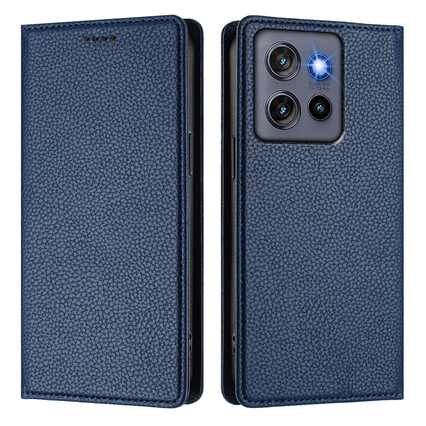For Motorola Edge 50 Neo 5G Wallet Case RFID Blocking Litchi Texture Leather Mobile Cover - Dark Blue