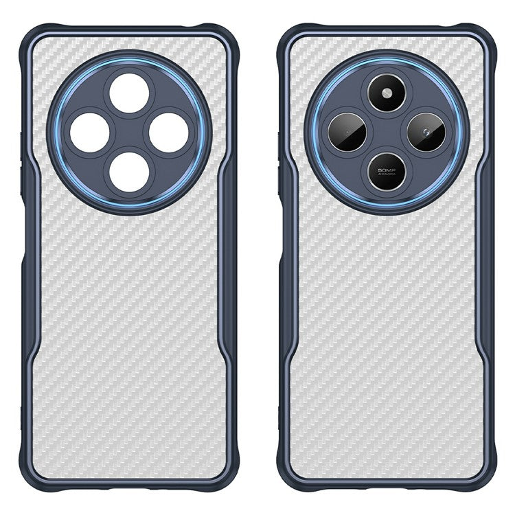 For Xiaomi Poco C75 4G  /  Redmi 14R 5G  /  A4 5G  /  14C 4G Case Carbon Fiber Texture TPU+PC Phone Cover - Blue