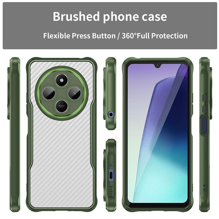 For Xiaomi Poco C75 4G  /  Redmi 14R 5G  /  A4 5G  /  14C 4G Case Carbon Fiber Texture TPU+PC Phone Cover - Green