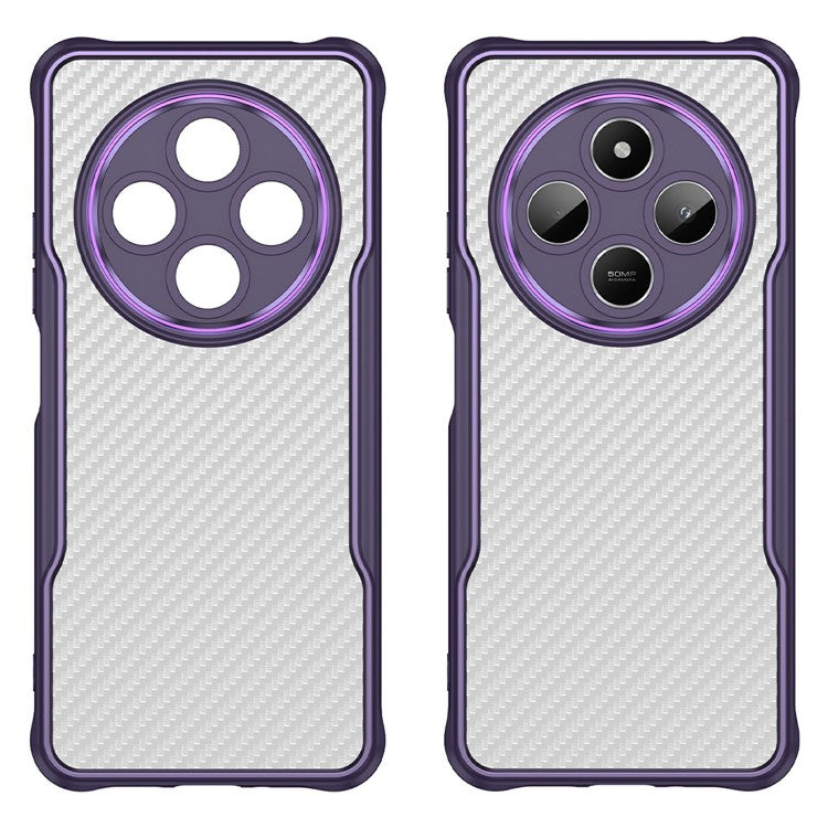 For Xiaomi Poco C75 4G  /  Redmi 14R 5G  /  A4 5G  /  14C 4G Case Carbon Fiber Texture TPU+PC Phone Cover - Purple