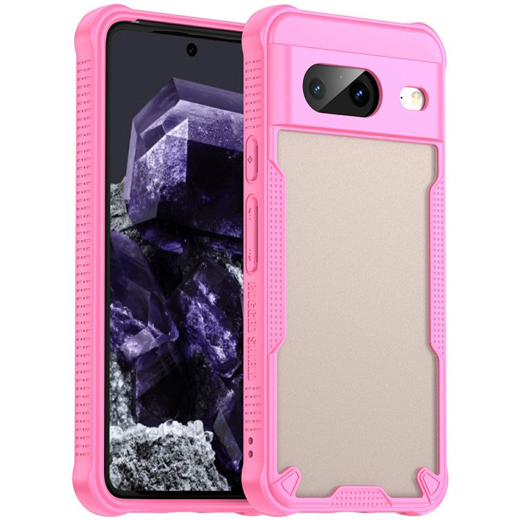 For Google Pixel 8 Case PC+TPU Frosted Phone Back Cover - Pink