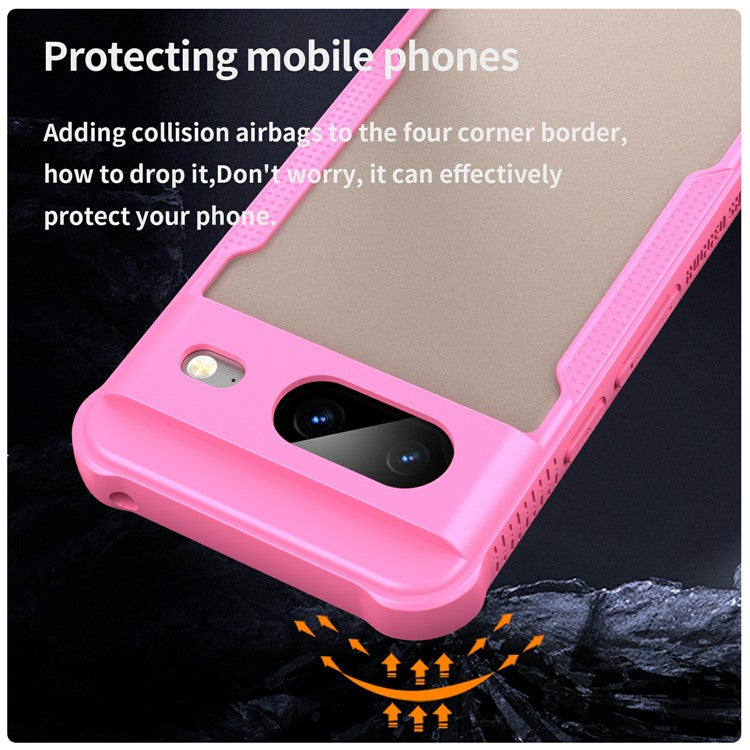 For Google Pixel 8 Case PC+TPU Frosted Phone Back Cover - Pink