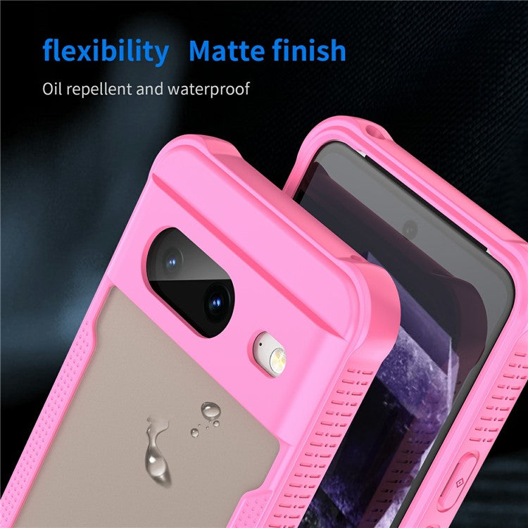 For Google Pixel 8 Case PC+TPU Frosted Phone Back Cover - Pink