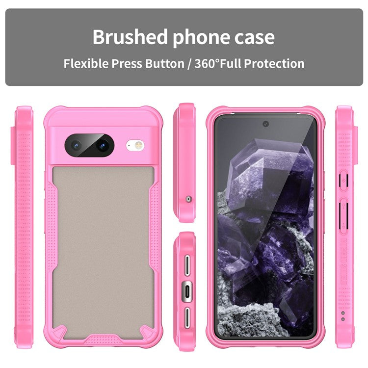 For Google Pixel 8 Case PC+TPU Frosted Phone Back Cover - Pink