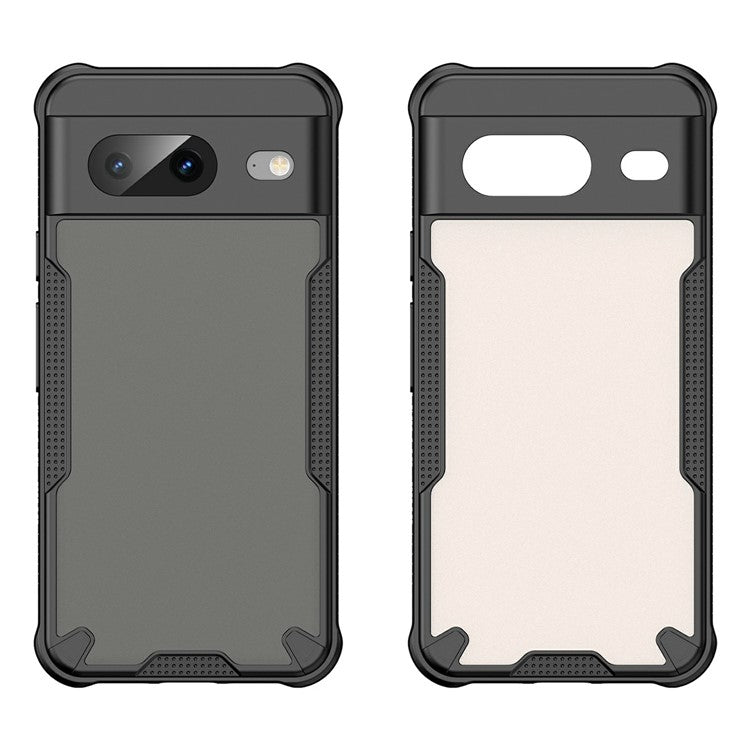For Google Pixel 8 Case PC+TPU Frosted Phone Back Cover - Black