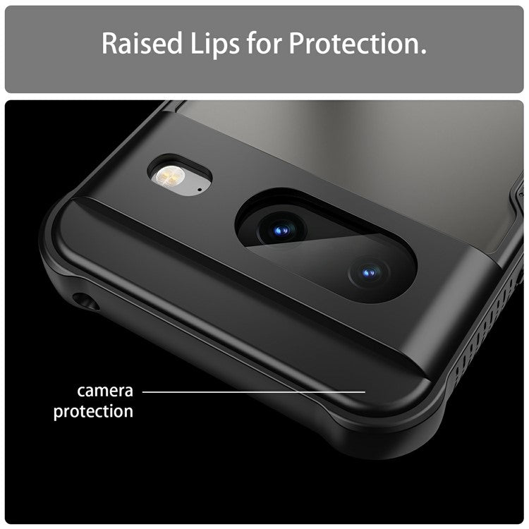For Google Pixel 8 Case PC+TPU Frosted Phone Back Cover - Black