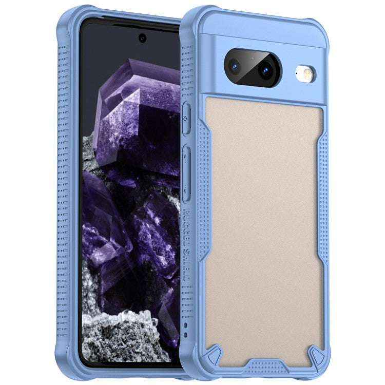 For Google Pixel 8 Case PC+TPU Frosted Phone Back Cover - Blue