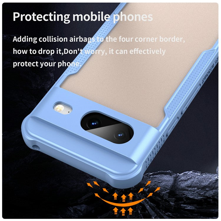 For Google Pixel 8 Case PC+TPU Frosted Phone Back Cover - Blue