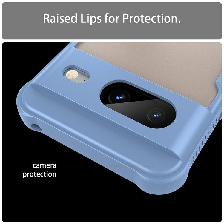 For Google Pixel 8 Case PC+TPU Frosted Phone Back Cover - Blue