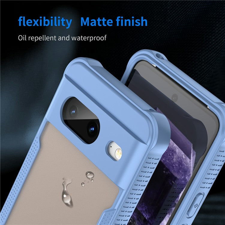 For Google Pixel 8 Case PC+TPU Frosted Phone Back Cover - Blue