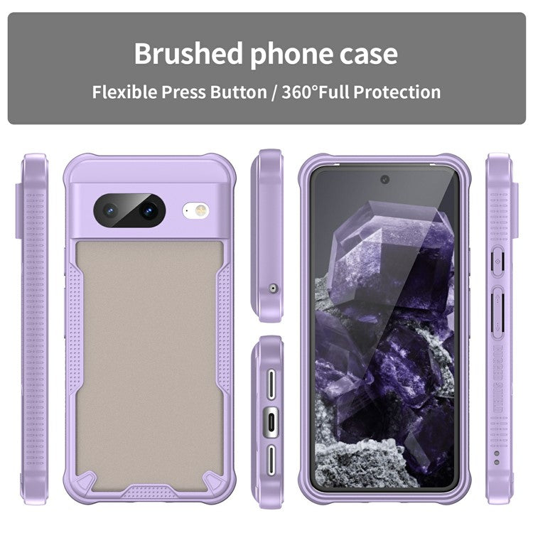 For Google Pixel 8 Case PC+TPU Frosted Phone Back Cover - Purple