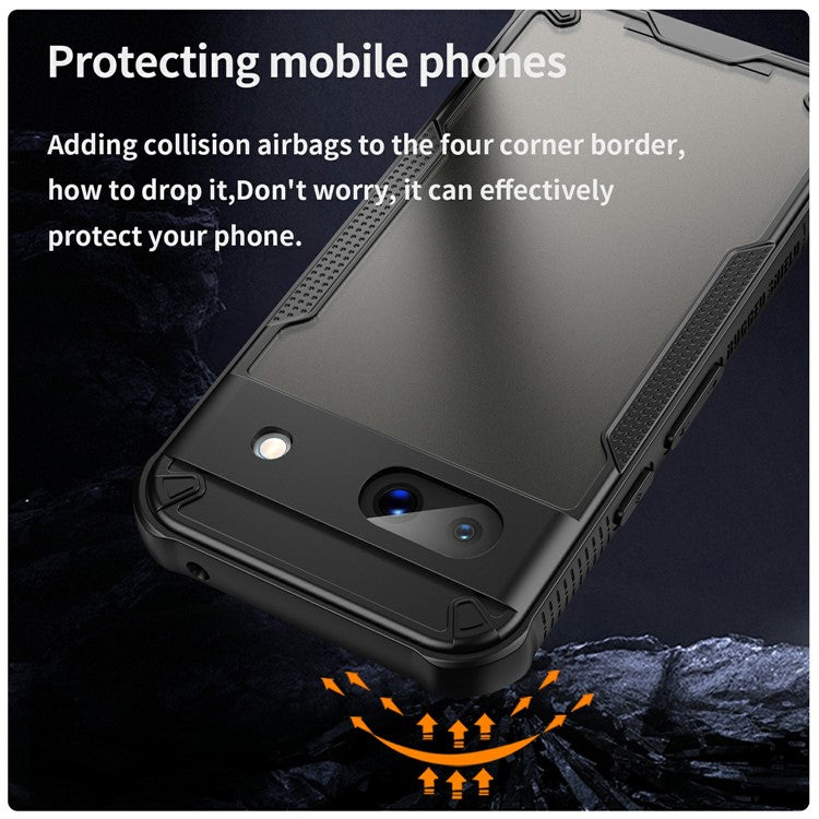 For Google Pixel 8a Case PC+TPU Frosted Phone Back Cover - Black